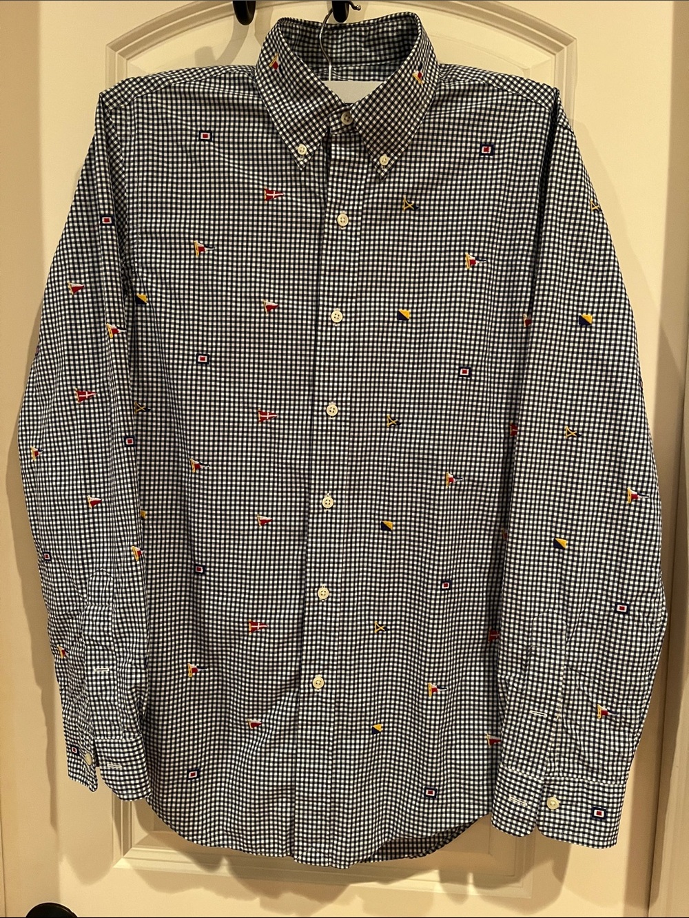 MENS RALPH LAUREN MARITIME SAILING NAUTICAL FLAG AOP PREPPY COASTAL SHIRT SMALL